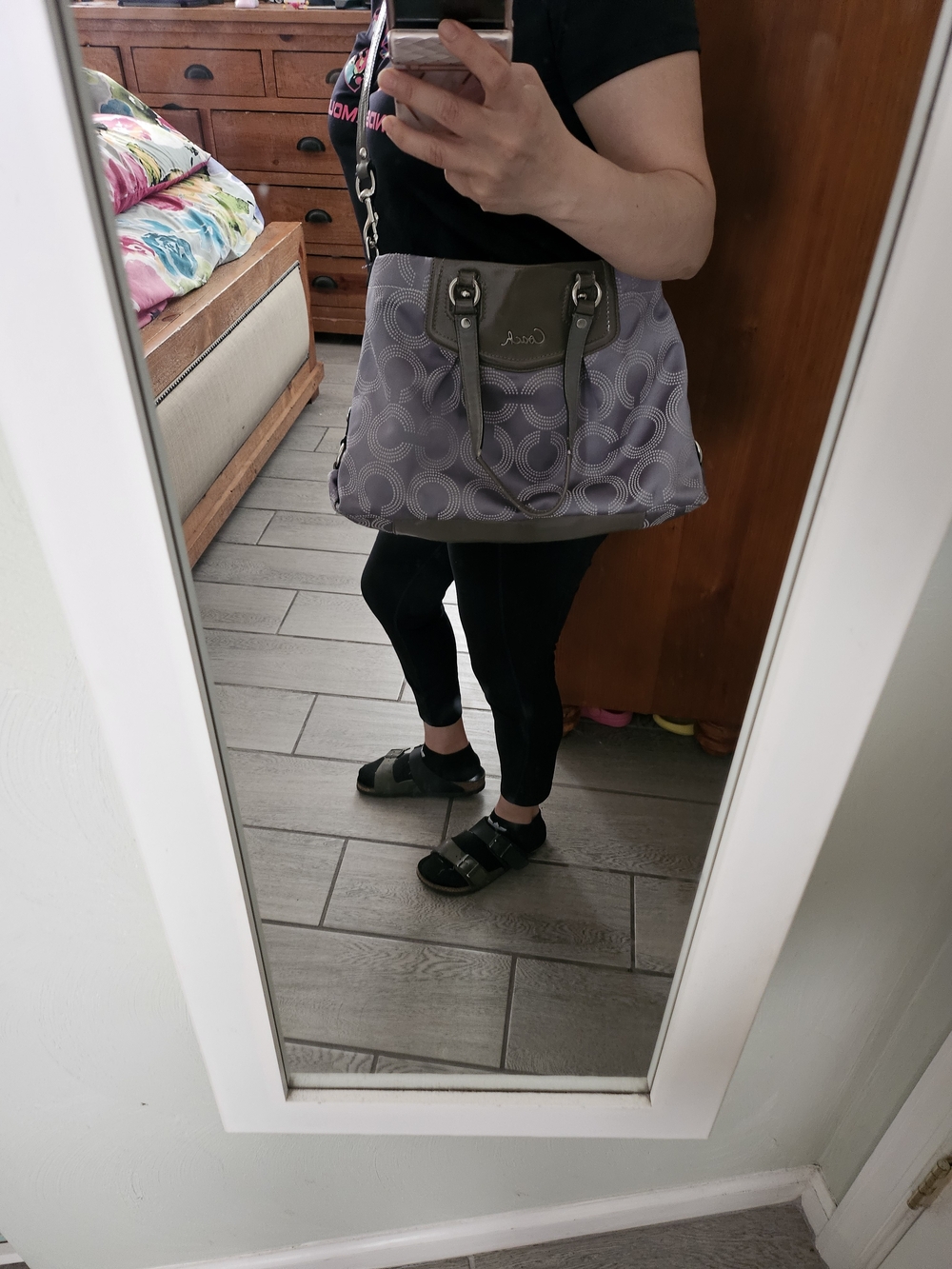 Coach Grey Signature Satchel with Silver Accents - Picture 13 of 13